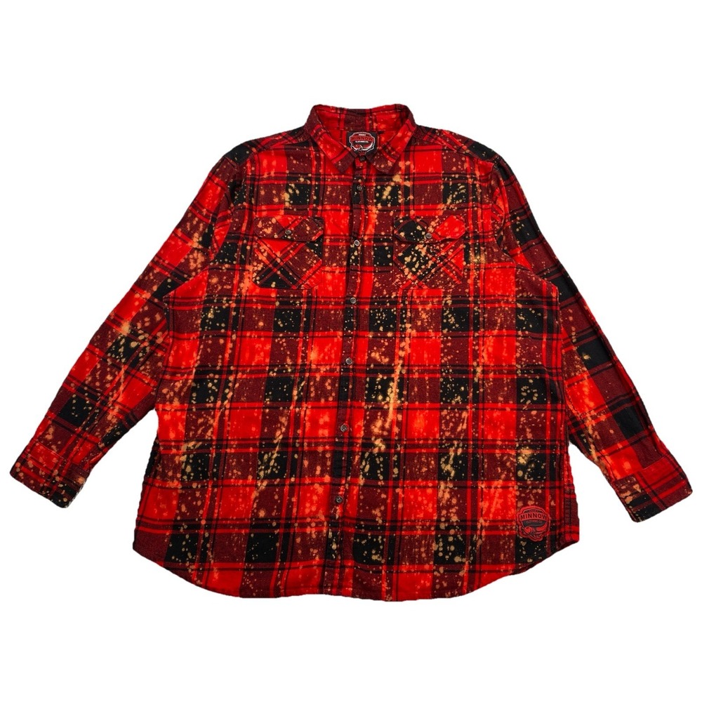 Angry Minnow Keep Talking Patch Distressed Flannel Shirt Men's XXXL Red Black